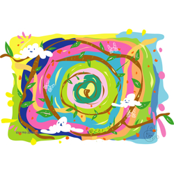 デザイン名/ 生き物の世界と雲と枝たち かわいいケース,アート,ロンパースなどなど