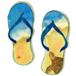 デザイン名/ ウミガメと海のビーチサンダル