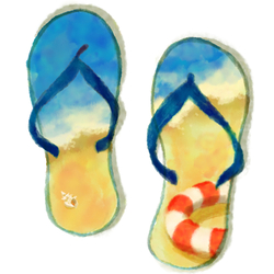 デザイン名/ 浮輪と海のビーチサンダル