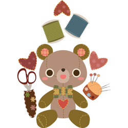 デザイン名/ お裁縫くまちゃん。