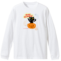 ハッピーハロウィン 黒ねことかぼちゃ ハロウィンTシャツ